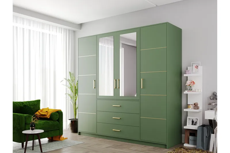 Escaldes Garderobeskap 196 cm - Grønn - Oppbevaring - Klesoppbevaring - Garderober & garderobesystem