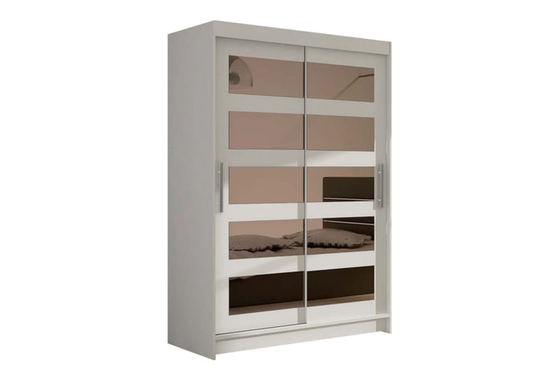 Estella Garderobe 120 cm Skyvedører 5-Delt Speil - Hvit - Oppbevaring - Klesoppbevaring - Garderober & garderobesystem