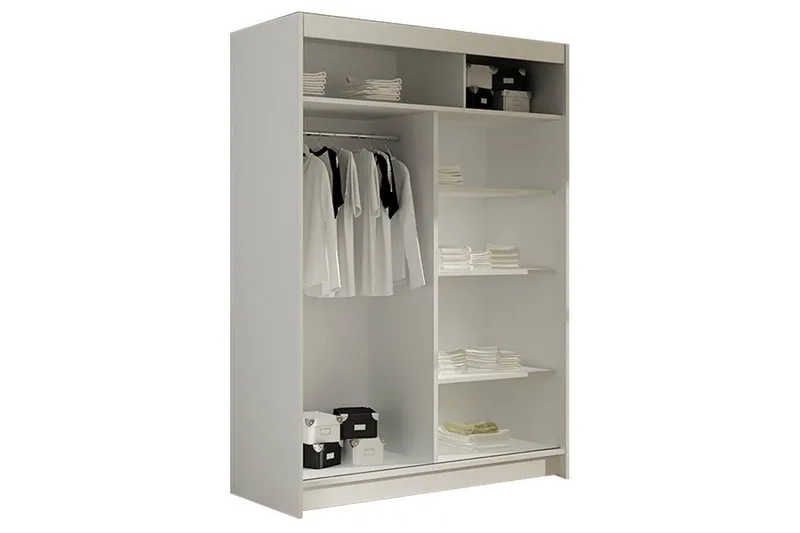 Estella Garderobe 120 cm Skyvedører Bøyd Speil - Hvit - Oppbevaring - Klesoppbevaring - Garderober & garderobesystem