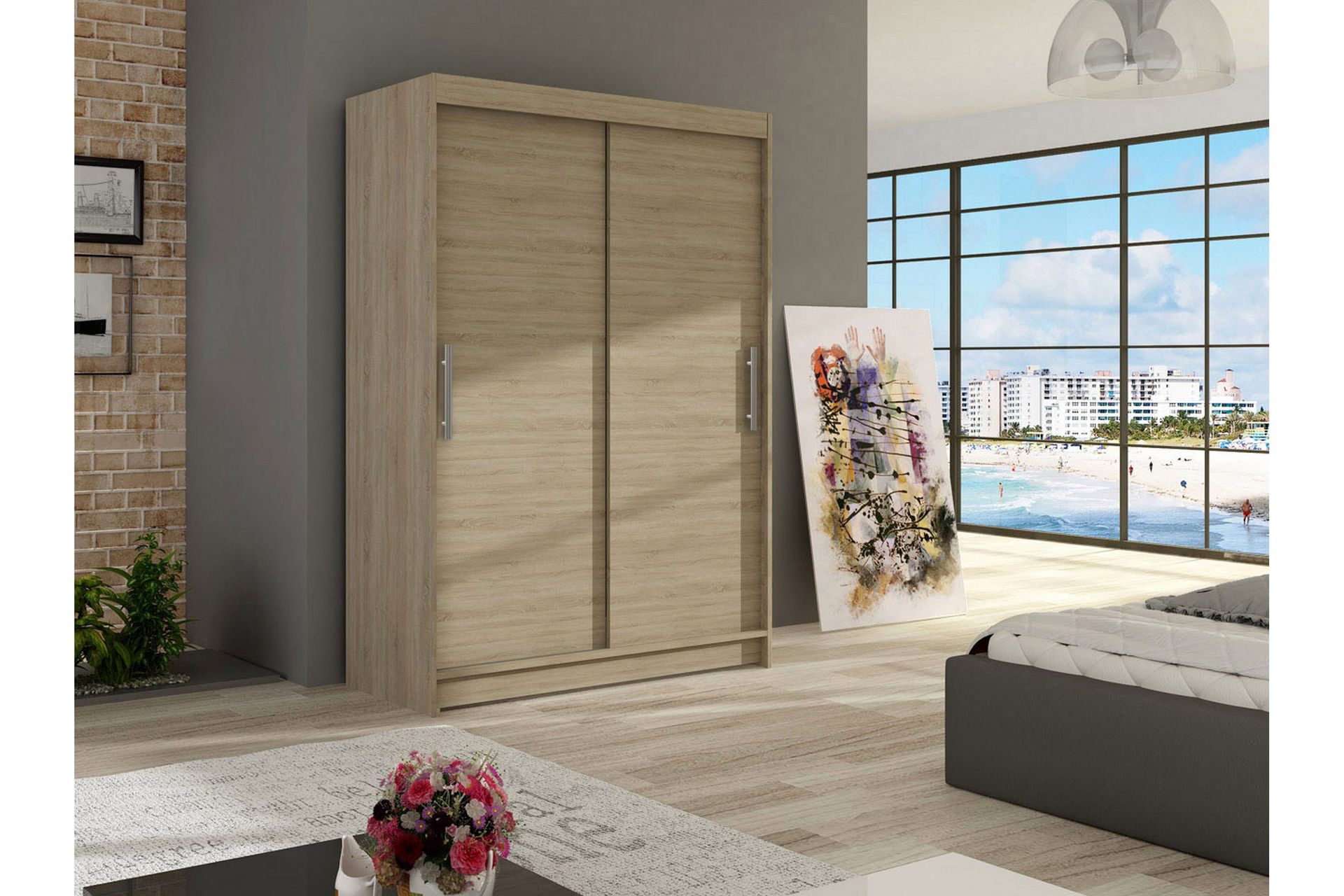 Estella Garderobe 120 cm Skyvedører - Eik - Oppbevaring - Klesoppbevaring - Garderober & garderobesystem