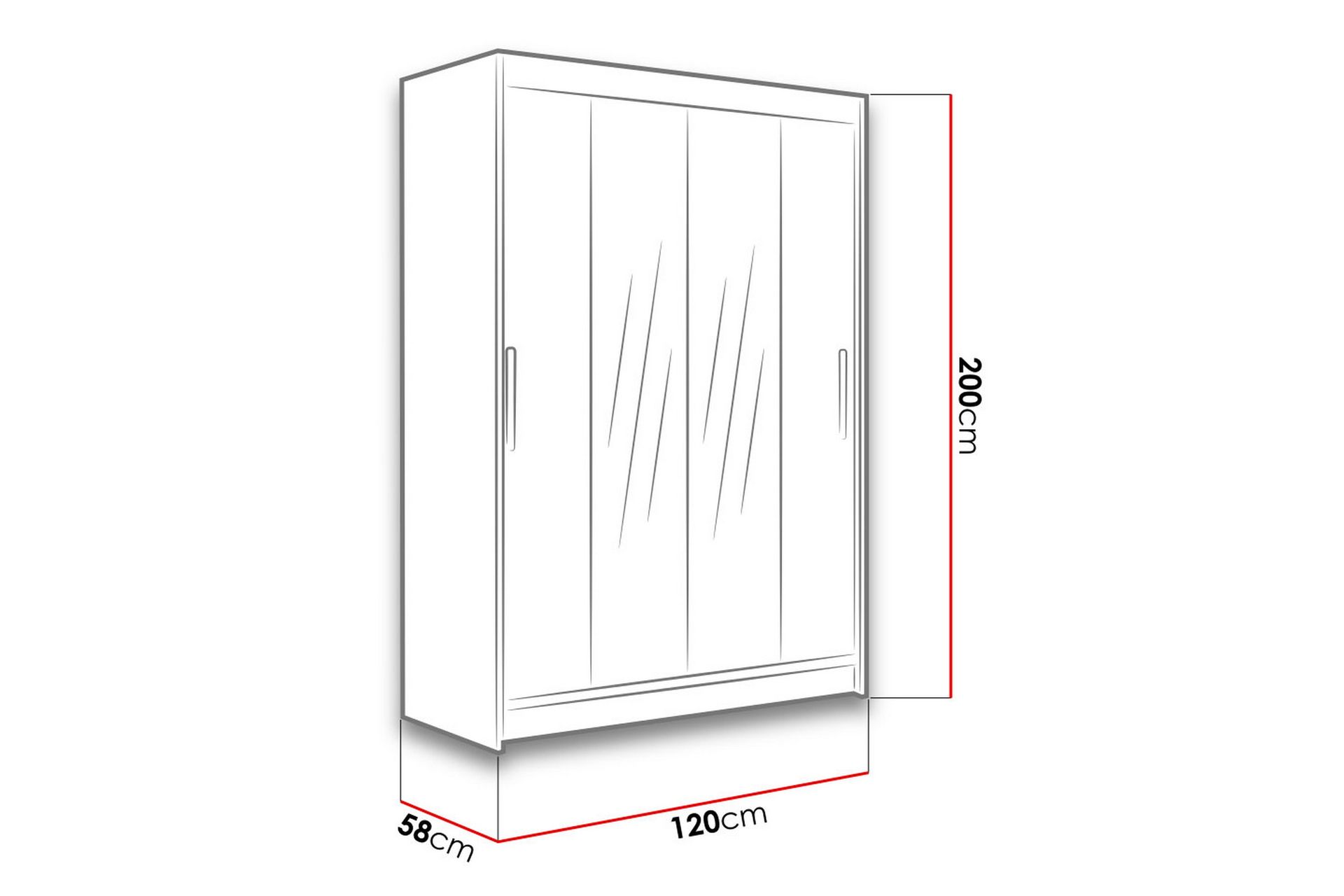 Estella Garderobe 120 cm Skyvedører Smalt Speil - Eik - Oppbevaring - Klesoppbevaring - Garderober & garderobesystem
