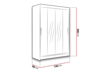 Estella Garderobe 120 cm Skyvedører Smalt Speil - Eik - Oppbevaring - Klesoppbevaring - Garderober & garderobesystem