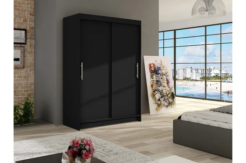 Estella Garderobe 120 cm Skyvedører - Svart - Oppbevaring - Klesoppbevaring - Garderober & garderobesystem