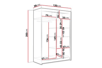 Estella Garderobe med Speil 120x200 cm - Beige - Oppbevaring - Klesoppbevaring - Garderober & garderobesystem