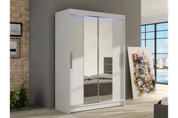 Estella Garderobe med Speil 120x200 cm - Hvit - Oppbevaring - Klesoppbevaring - Garderober & garderobesystem