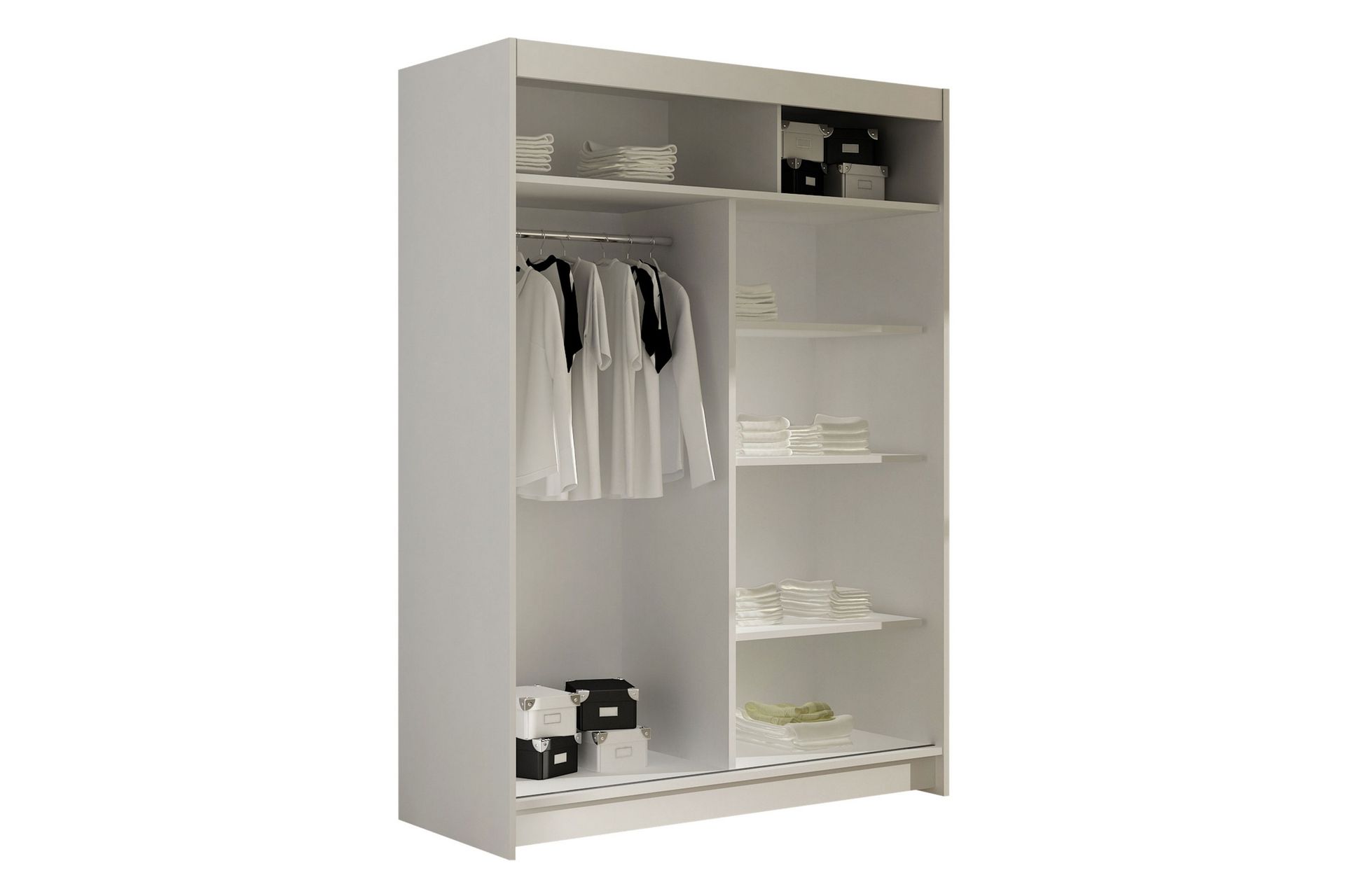Estella Garderobe med Speil 120x200 cm - Svart - Oppbevaring - Klesoppbevaring - Garderober & garderobesystem