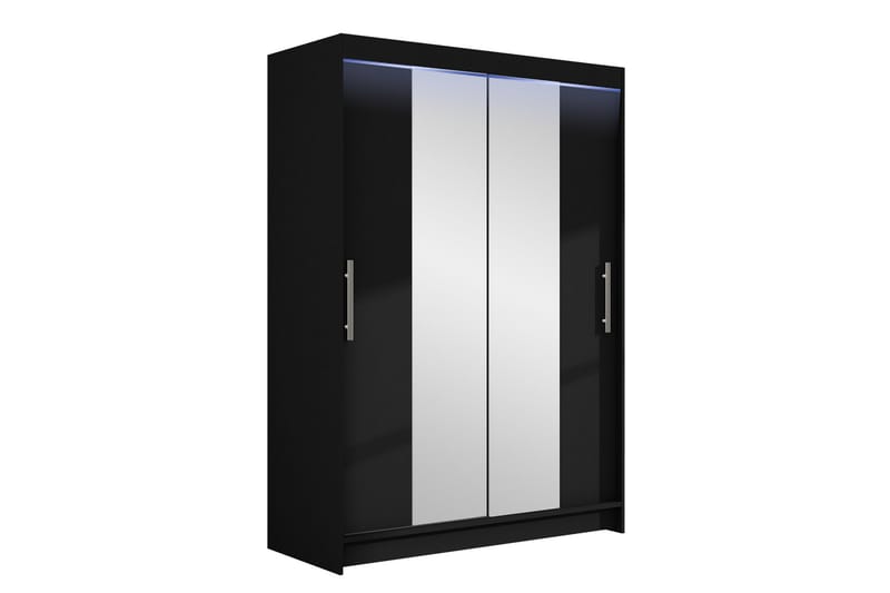 Estella Garderobe med Speil 120x200 cm - Svart - Oppbevaring - Klesoppbevaring - Garderober & garderobesystem