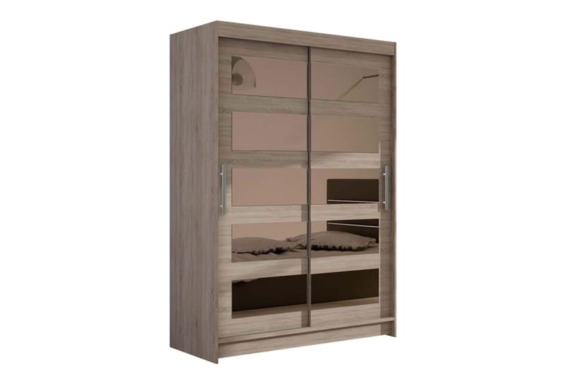Estella Garderobe Skyvedører 5-Delt Speil - Eik - Oppbevaring - Klesoppbevaring - Garderober & garderobesystem