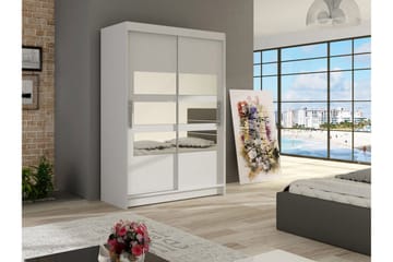 Estella Garderobe Skyvedører Delt Speil - Hvit - Oppbevaring - Klesoppbevaring - Garderober & garderobesystem