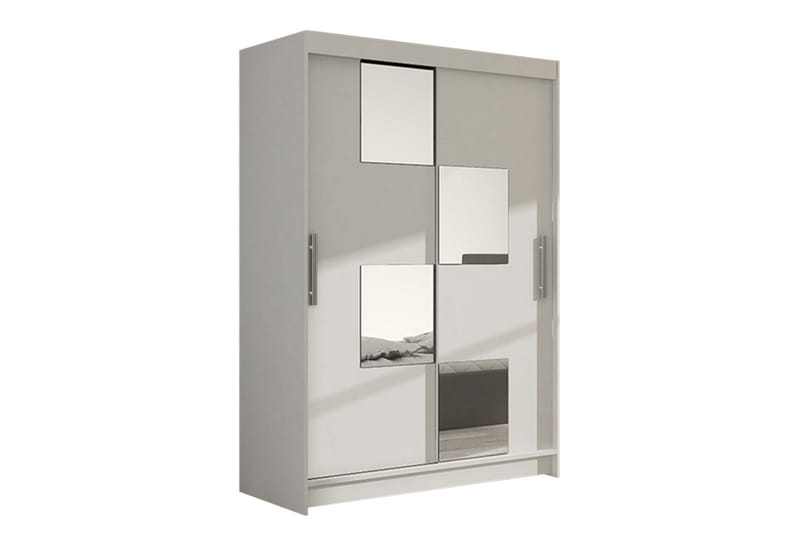 Estella Garderobe Skyvedører Firekantet Speil - Hvit - Oppbevaring - Klesoppbevaring - Garderober & garderobesystem