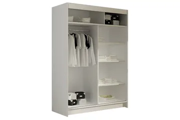 Estella Garderobe Skyvedører Firekantet Speil - Hvit - Oppbevaring - Klesoppbevaring - Garderober & garderobesystem