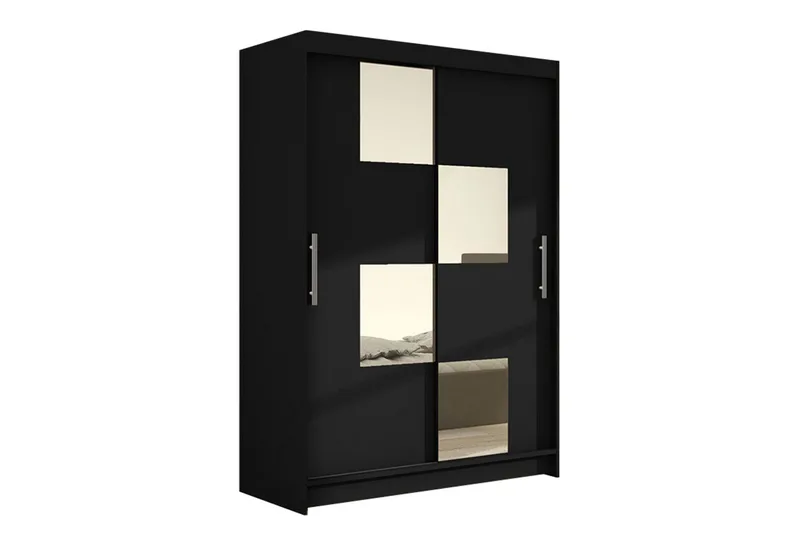 Estella Garderobe Skyvedører Firekantet Speil - Svart - Oppbevaring - Klesoppbevaring - Garderober & garderobesystem