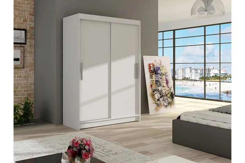 Estella Garderobe Skyvedører - Hvit - Oppbevaring - Klesoppbevaring - Garderober & garderobesystem