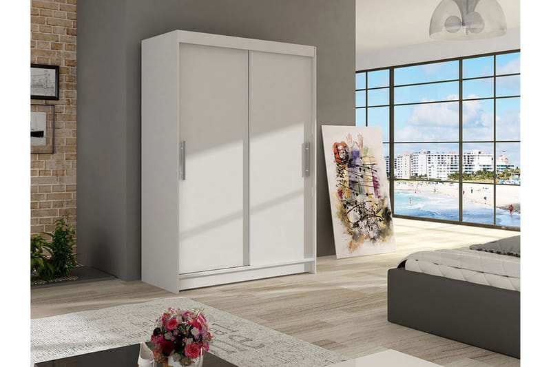 Estella Garderobe Skyvedører - Hvit - Oppbevaring - Klesoppbevaring - Garderober & garderobesystem