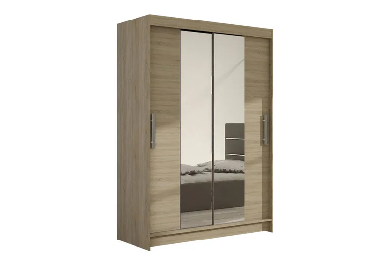 Estella Garderobe Skyvedører Smaltt Speil - Eik - Oppbevaring - Klesoppbevaring - Garderober & garderobesystem