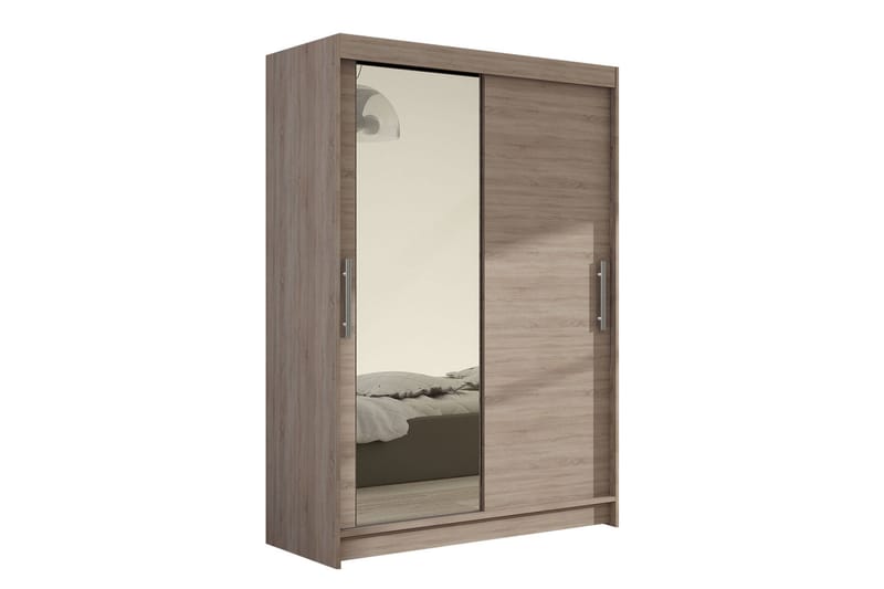 Estella Garderobe Skyvedører Speil - Eik - Oppbevaring - Klesoppbevaring - Garderober & garderobesystem