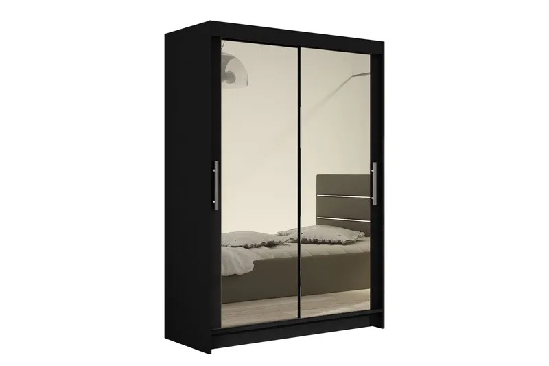 Estella Garderobe Skyvedører Speil, Svart