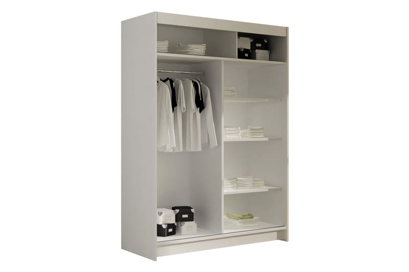 Estella Garderobeskap med Speil 120x200 cm - Hvit - Oppbevaring - Klesoppbevaring - Garderober & garderobesystem