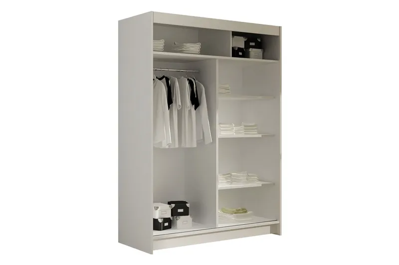 Estella Garderobeskap med Speil 120x200 cm - Hvit - Oppbevaring - Klesoppbevaring - Garderober & garderobesystem