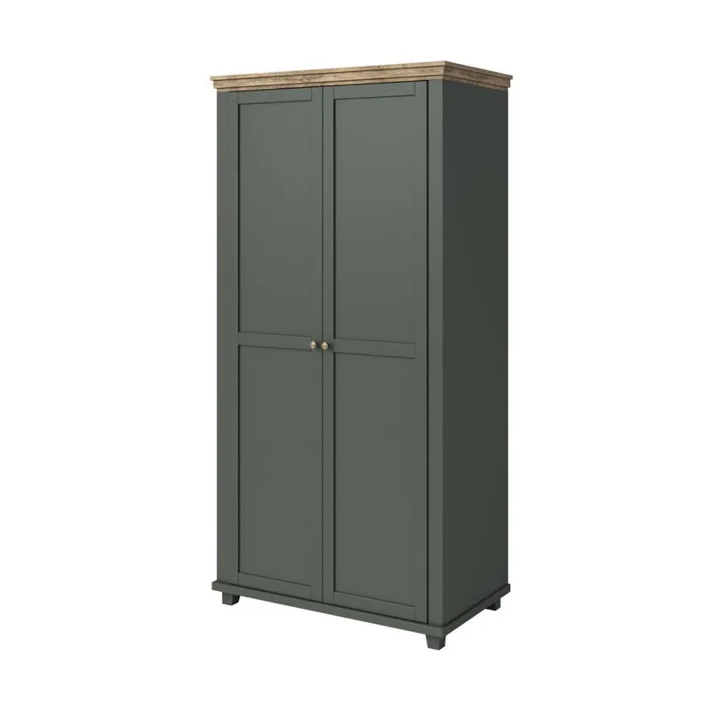 Evora Garderobeskap 108 cm med 2 Dører i Malt Tre, Grønn