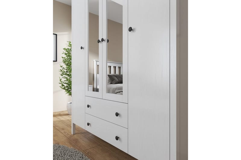 Ferra Garderobe med Speil 140x194,8 cm - Natur/Hvit - Oppbevaring - Klesoppbevaring - Garderober & garderobesystem