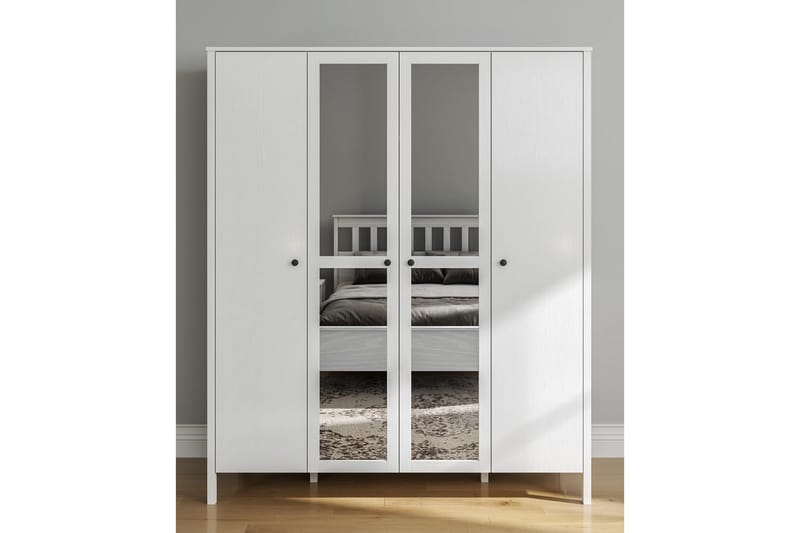 Ferra Garderobe med Speil 180,8x215 cm - Natur/Hvit - Oppbevaring - Klesoppbevaring - Garderober & garderobesystem