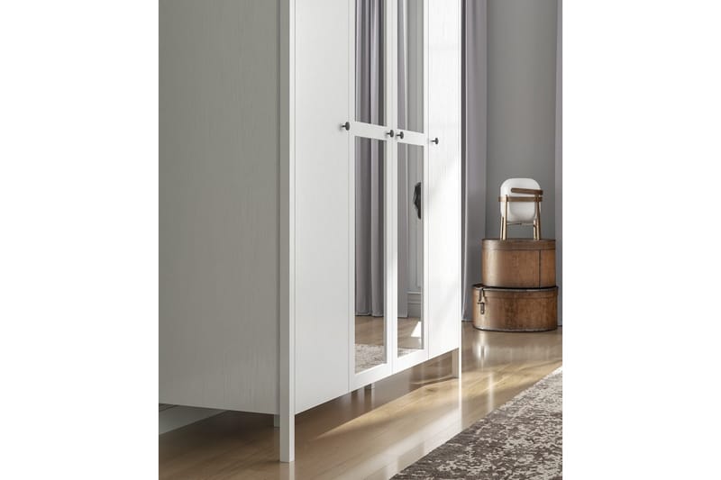 Ferra Garderobe med Speil 180,8x215 cm - Natur/Hvit - Oppbevaring - Klesoppbevaring - Garderober & garderobesystem