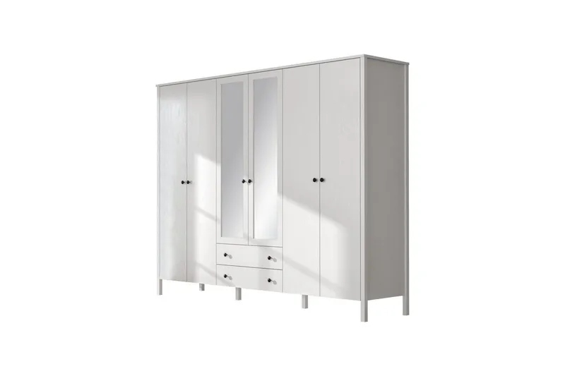 Ferra Garderobe med Speil 240x195 cm, Natur/Hvit