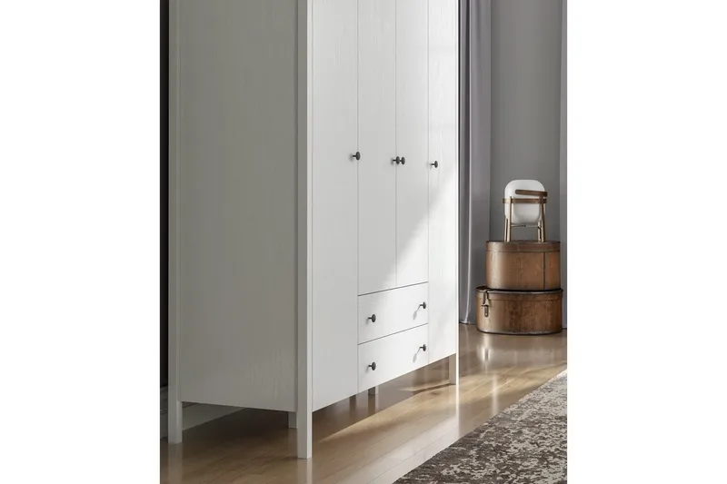 Ferra Garderobesskåp 160x194,8 cm - Natur/Hvit - Oppbevaring - Klesoppbevaring - Garderober & garderobesystem - Garderobeskap & klesskap