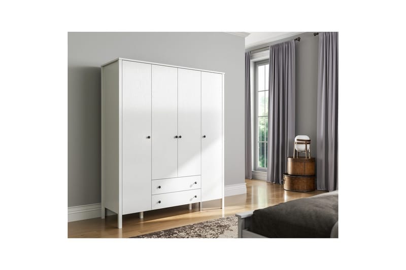 Ferra Garderobesskåp 160x194,8 cm - Natur/Hvit - Oppbevaring - Klesoppbevaring - Garderober & garderobesystem - Garderobeskap & klesskap