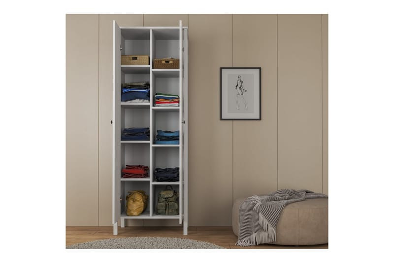 Ferra Garderobesskåp 70x194,8 cm - Natur/Hvit - Oppbevaring - Klesoppbevaring - Garderober & garderobesystem - Garderobeskap & klesskap