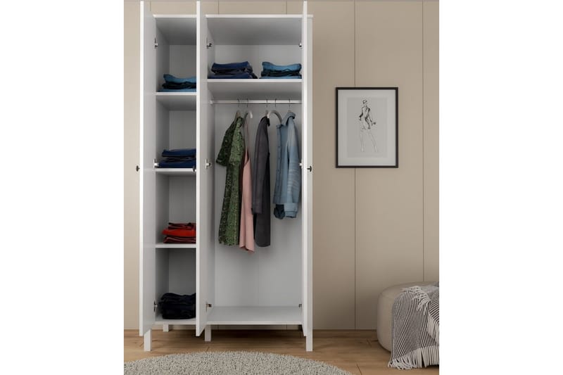 Ferra Garderobesskåp 98x194,8 cm - Natur/Hvit - Oppbevaring - Klesoppbevaring - Garderober & garderobesystem - Garderobeskap & klesskap