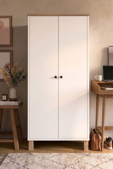 Flerbruks skap Hanah Home Nord (61 x 133,6 x 33 cm) Hvit eik - Hvit og eik - Oppbevaring - Klesoppbevaring - Garderober & garderobesystem - Garderobeskap & klesskap