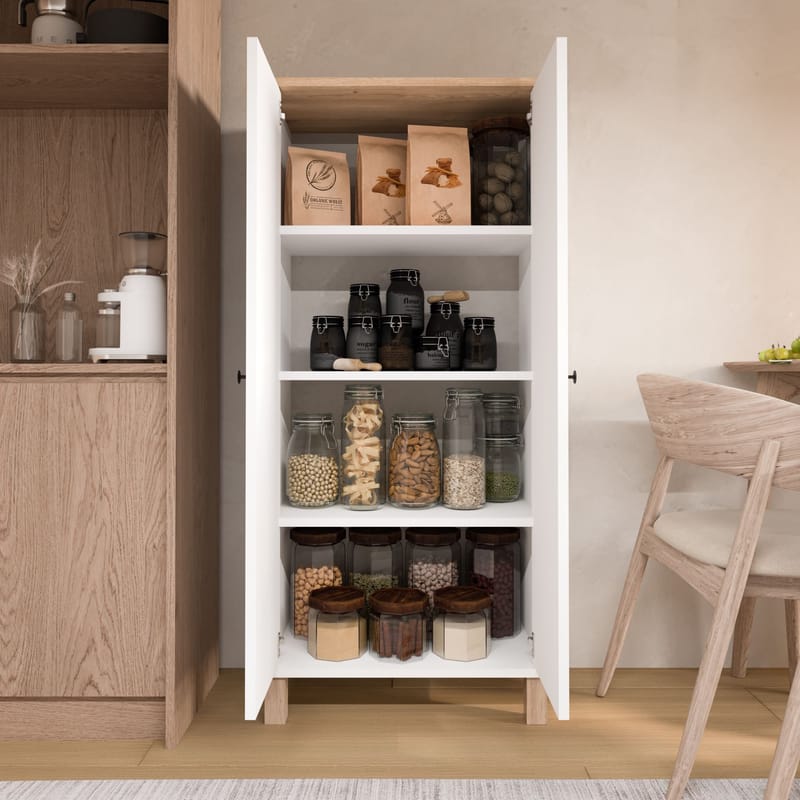 Flerbruks skap Hanah Home Nord (61 x 133,6 x 33 cm) Hvit eik - Hvit og eik - Oppbevaring - Klesoppbevaring - Garderober & garderobesystem - Garderobeskap & klesskap