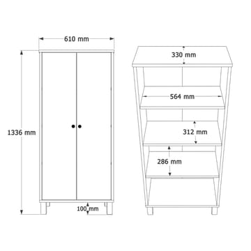 Flerbruks skap Hanah Home Nord (61 x 133,6 x 33 cm) Hvit eik - Hvit og eik - Oppbevaring - Klesoppbevaring - Garderober & garderobesystem - Garderobeskap & klesskap