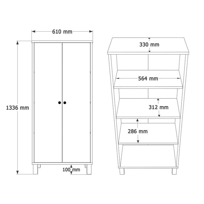 Flerbruks skap Hanah Home Nord (61 x 133,6 x 33 cm) Hvit eik - Hvit og eik - Oppbevaring - Klesoppbevaring - Garderober & garderobesystem - Garderobeskap & klesskap