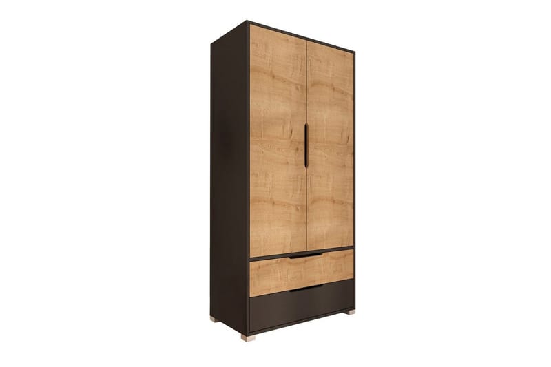 Florai Garderobeskap 90x183 cm - Antrasitt/Brun - Oppbevaring - Klesoppbevaring - Garderober & garderobesystem - Garderobeskap & klesskap