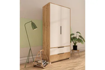 Florai Garderobeskap 90x183 cm - Brun/Hvit - Oppbevaring - Klesoppbevaring - Garderober & garderobesystem - Garderobeskap & klesskap