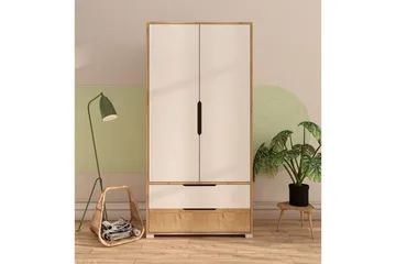 Florai Garderobeskap 90x183 cm - Brun/Hvit - Oppbevaring - Klesoppbevaring - Garderober & garderobesystem - Garderobeskap & klesskap