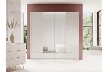 Forba Garderobeskap med Speil 213x209 cm - Hvit - Oppbevaring - Klesoppbevaring - Garderober & garderobesystem