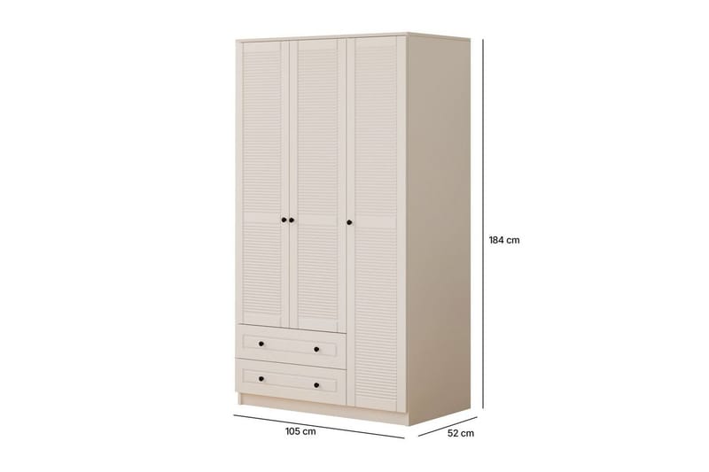 Fornis Garderobesskåp 105x184 cm - Matt Hvit - Oppbevaring - Klesoppbevaring - Garderober & garderobesystem - Garderobeskap & klesskap