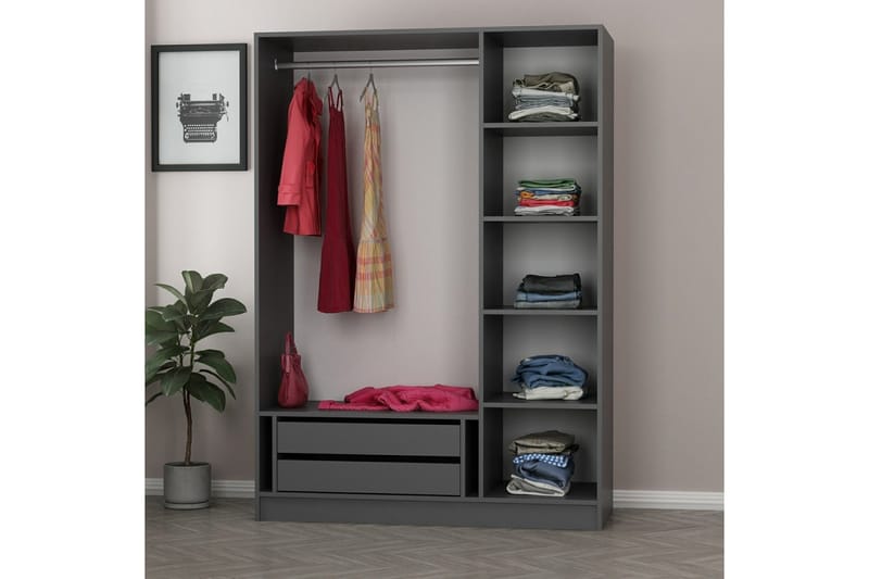 Fruitland Garderobe 135 cm - Antrasitt - Oppbevaring - Klesoppbevaring - Garderober & garderobesystem