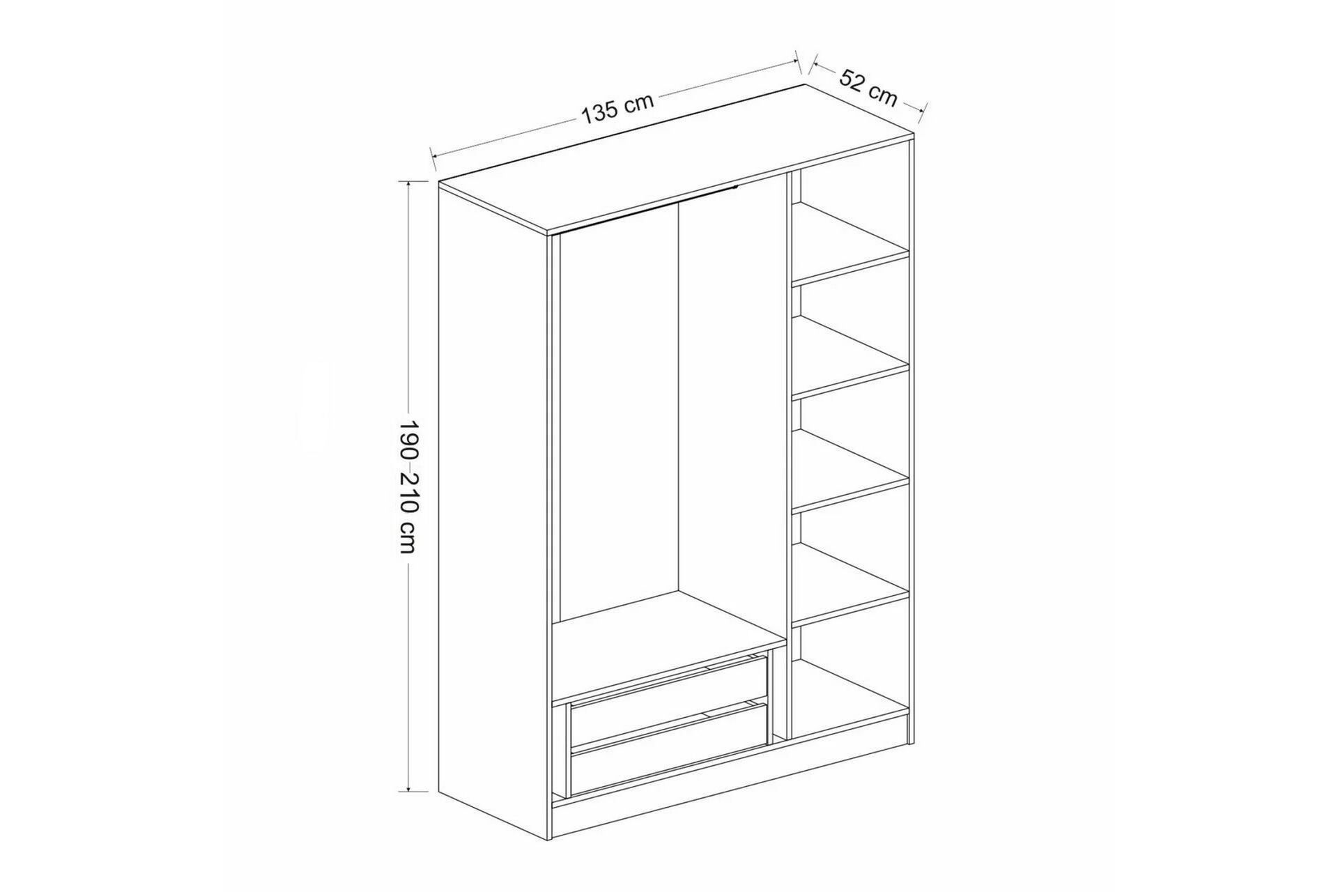 Fruitland Garderobe 135 cm - Antrasitt - Oppbevaring - Klesoppbevaring - Garderober & garderobesystem