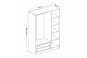 Fruitland Garderobe 135 cm - Antrasitt - Oppbevaring - Klesoppbevaring - Garderober & garderobesystem