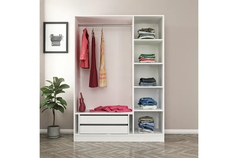 Fruitland Garderobe 135 cm - Hvit - Oppbevaring - Klesoppbevaring - Garderober & garderobesystem