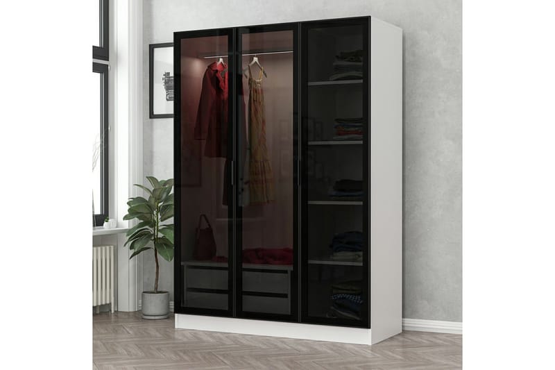 Fruitland Garderobe 135 cm, Svart/Hvit