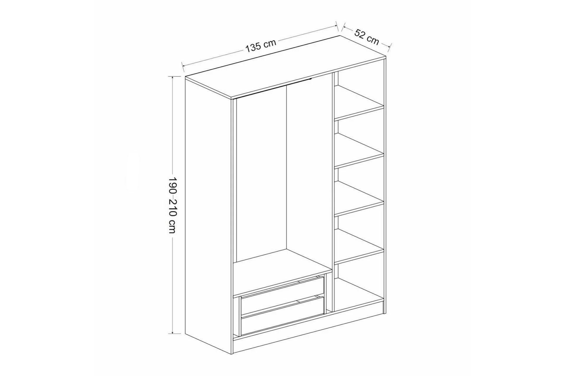 Fruitland Garderobe 135 cm - Valnøtt - Oppbevaring - Klesoppbevaring - Garderober & garderobesystem