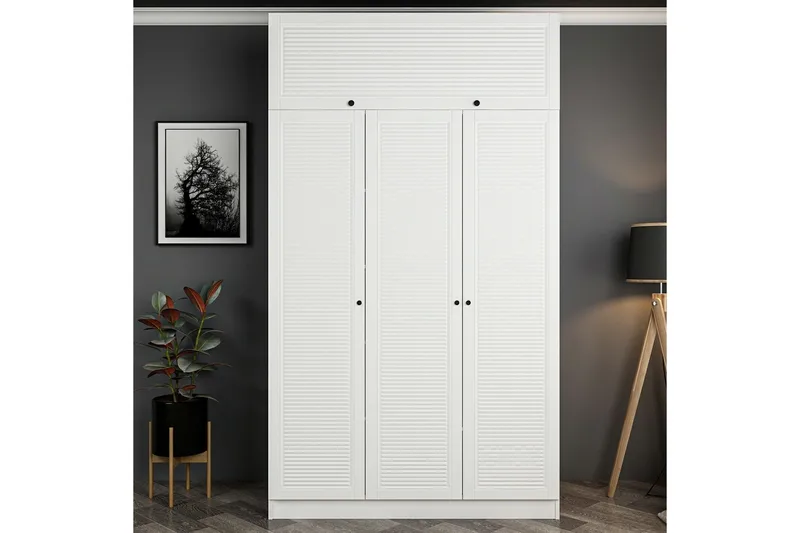 Fruitland Garderobe 135x190 cm - Hvit - Oppbevaring - Klesoppbevaring - Garderober & garderobesystem