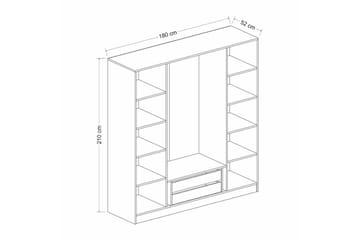 Fruitland Garderobe 180 cm - Antrasitt - Oppbevaring - Klesoppbevaring - Garderober & garderobesystem