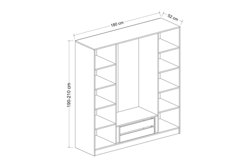 Fruitland Garderobe 180 cm - Antrasitt - Garderober & garderobesystem - Garderobeskap & klesskap